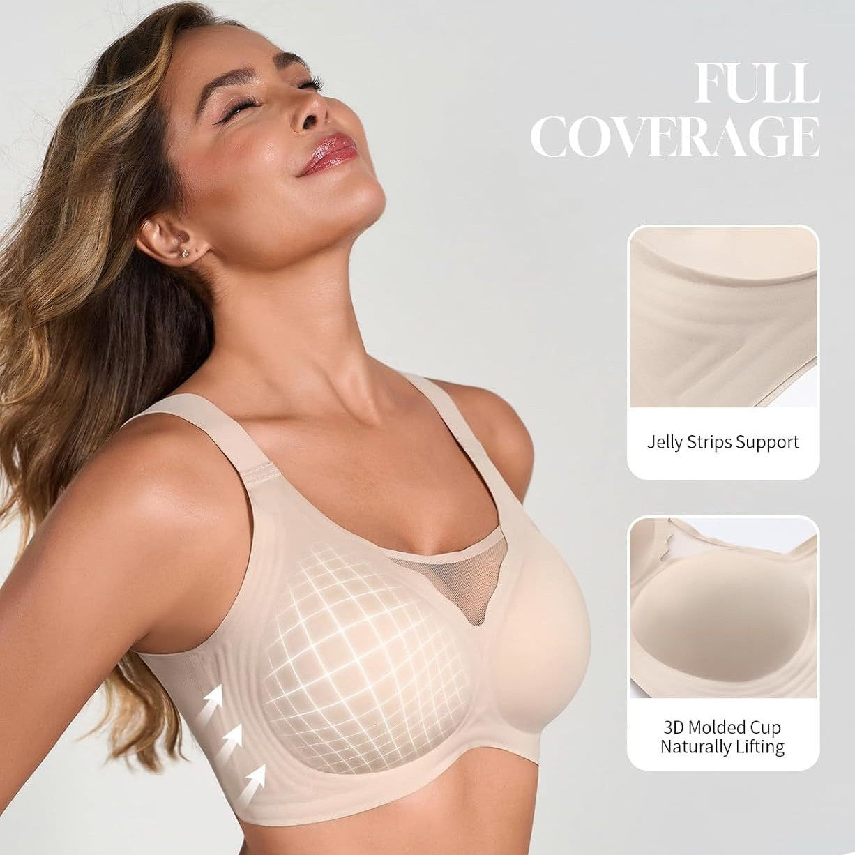 Womens Seamless, Comfortable, Push-up Bra With No Underwire