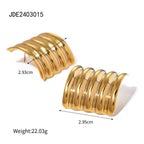 Uworld 5PCS Textured Earrings Heart-Shaped Linear Stacked Rings Gold Color Clothing Matching Jewelry As A Gift For Her ﻿