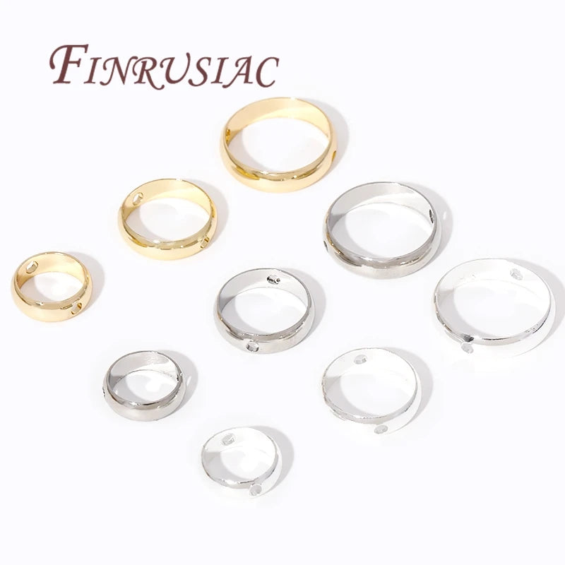 Multi Types 14K/18K Gold Plated Round Bead Frame,Brass Metal Circle Frame Connectors Spacers Beads,DIY Beading Jewelry Making