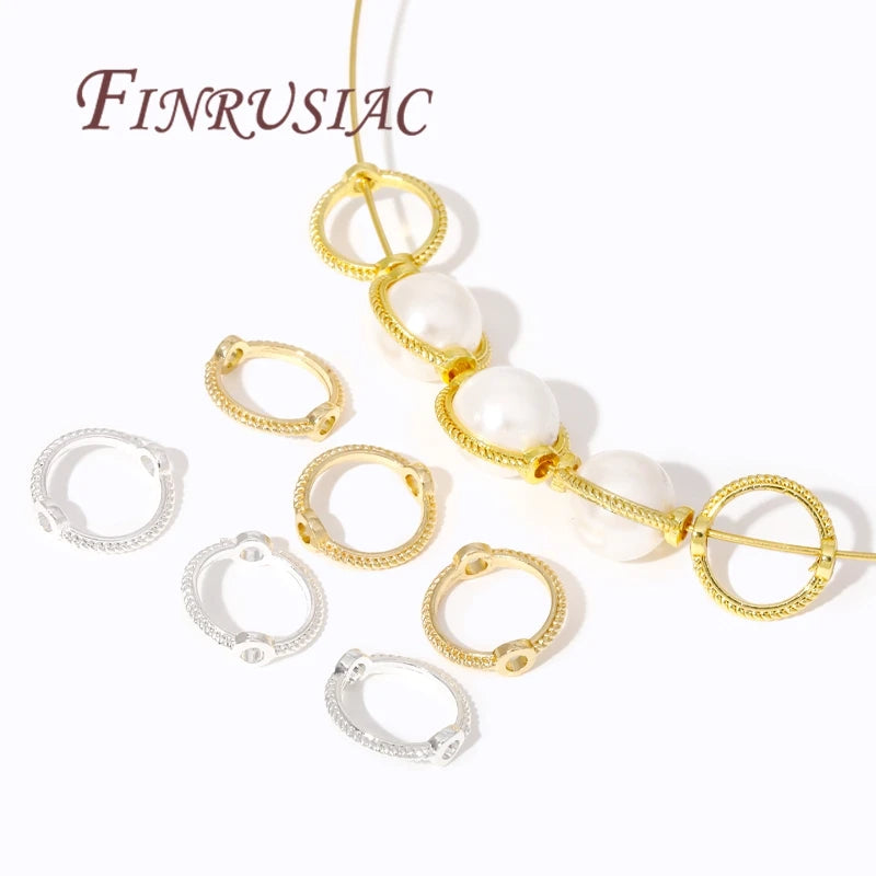 Multi Types 14K/18K Gold Plated Round Bead Frame,Brass Metal Circle Frame Connectors Spacers Beads,DIY Beading Jewelry Making