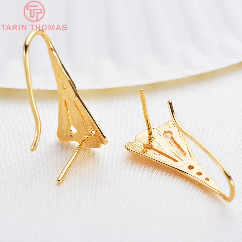 (1941) 20MM 24K Gold Color Plated Carved Earring Hook Jewerly Making Diy Jewelry Findings Accessories