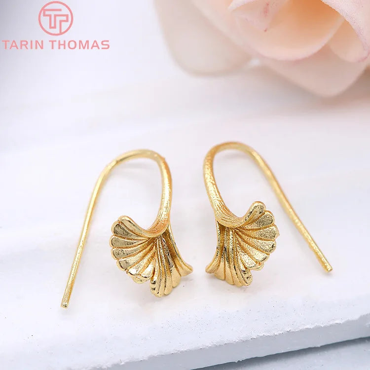 (1941) 20MM 24K Gold Color Plated Carved Earring Hook Jewerly Making Diy Jewelry Findings Accessories
