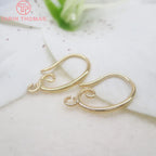 (1941) 20MM 24K Gold Color Plated Carved Earring Hook Jewerly Making Diy Jewelry Findings Accessories