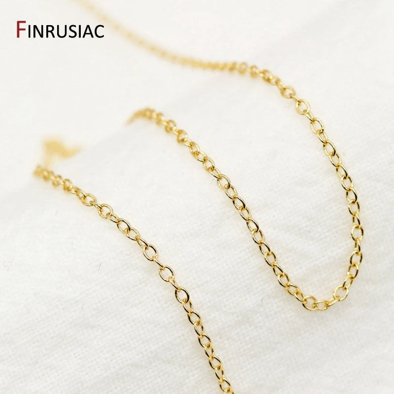 14K Real Gold Plated 1.3mm Thin Chain For DIY Jewelry Making, Wholesale Brass Chains Accessories Findings