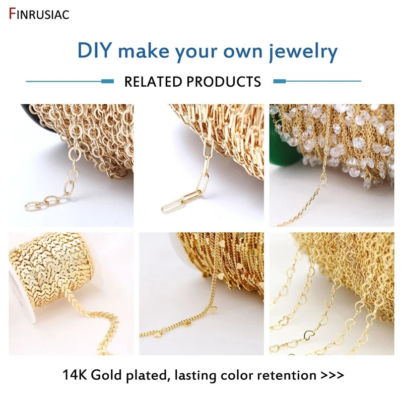 14K Real Gold Plated 1.3mm Thin Chain For DIY Jewelry Making, Wholesale Brass Chains Accessories Findings