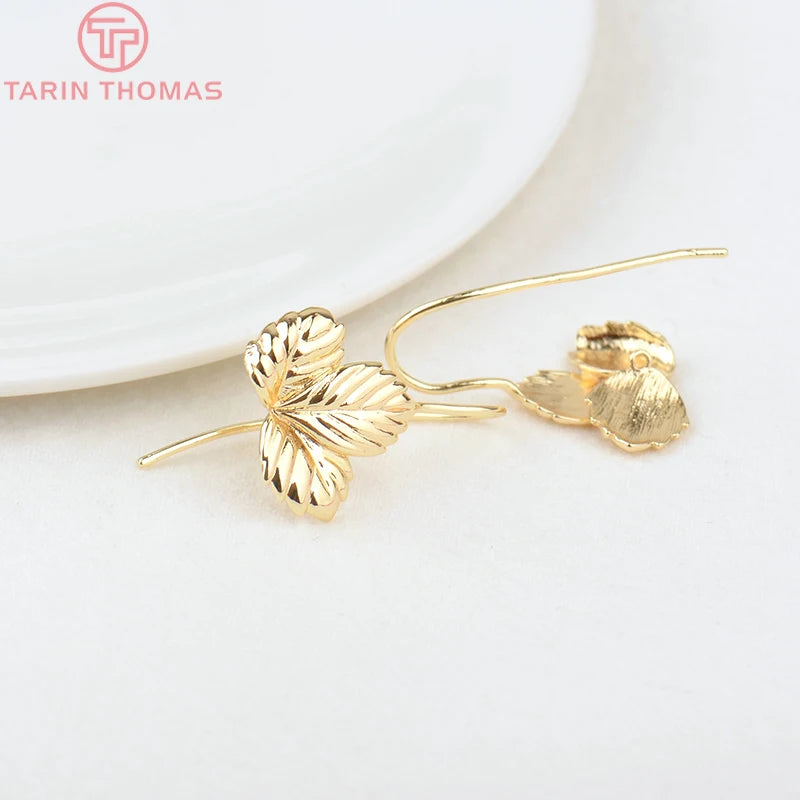 (1941) 20MM 24K Gold Color Plated Carved Earring Hook Jewerly Making Diy Jewelry Findings Accessories