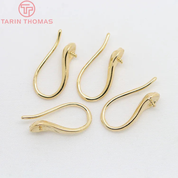 (1941) 20MM 24K Gold Color Plated Carved Earring Hook Jewerly Making Diy Jewelry Findings Accessories