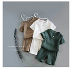 12M-8 Yrs 2 Pcs Boys Girls Clothing Sets 2021 Summer Baby Girls Clothes Cotton And Linen Retro Kids Children Clothes Suits