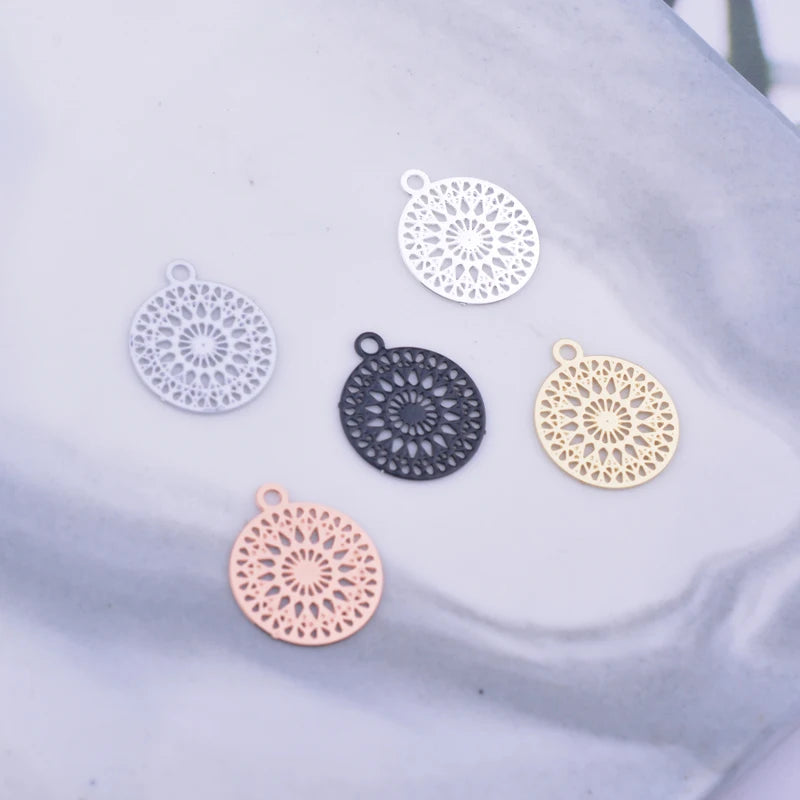 100pcs AC4399 12*14mm Rose Gold Plated Round Thin Charms