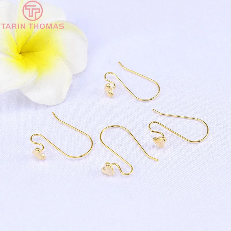(1941) 20MM 24K Gold Color Plated Carved Earring Hook Jewerly Making Diy Jewelry Findings Accessories