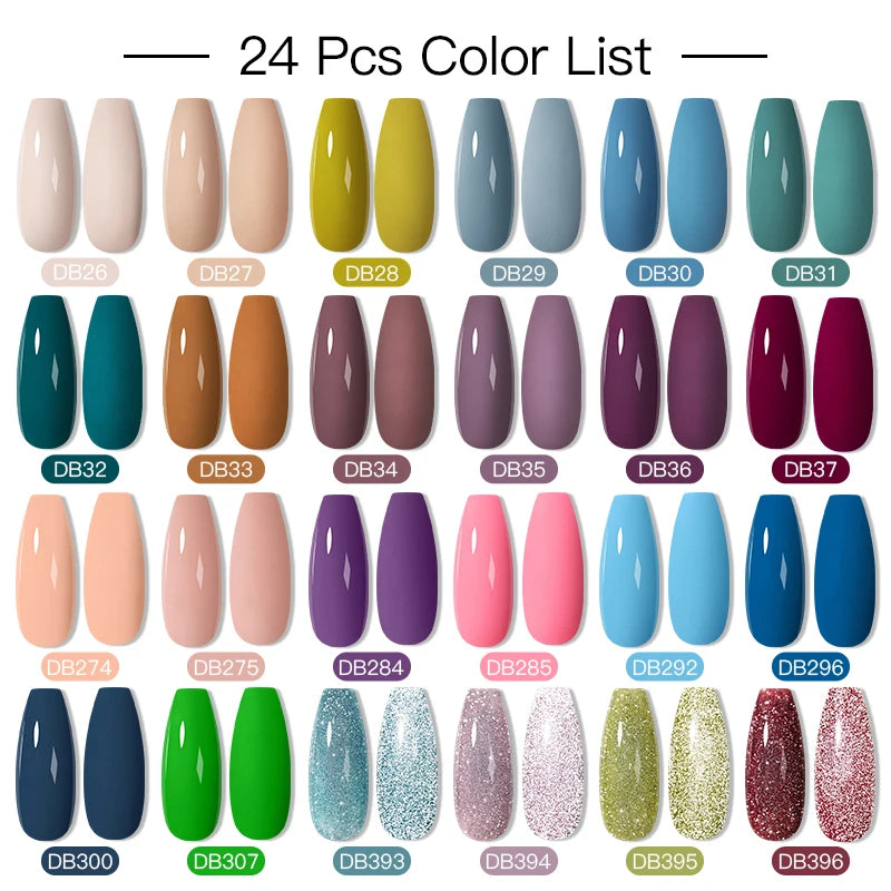 Mtssii 20/40/60Pcs Nail Gel Polish Set Kit Nude Pink Glitter Nail Art UV Gel Manicure Set Vernis Semi Permanent Base Top Coat