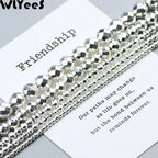 Silver Plated rose Gold Color Faceted Round Hematite bead 2 4 6 8 10mm stone loose Spacer bead for jewelry Making bracelet DIY
