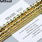 Silver Plated rose Gold Color Faceted Round Hematite bead 2 4 6 8 10mm stone loose Spacer bead for jewelry Making bracelet DIY