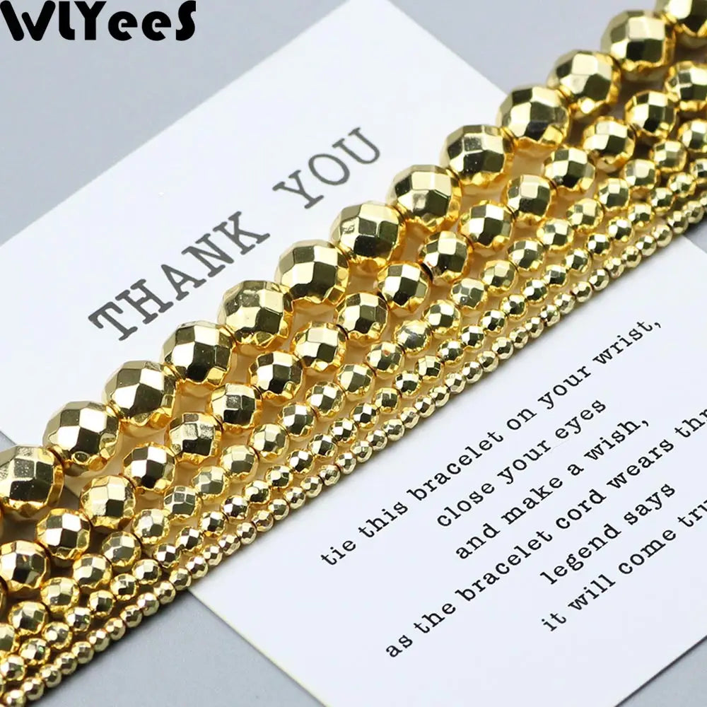 Silver Plated rose Gold Color Faceted Round Hematite bead 2 4 6 8 10mm stone loose Spacer bead for jewelry Making bracelet DIY