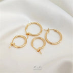 14K Gold Color Plated French Earrings simple Circle Earrings European and American ins handmade materials DIY Earrings