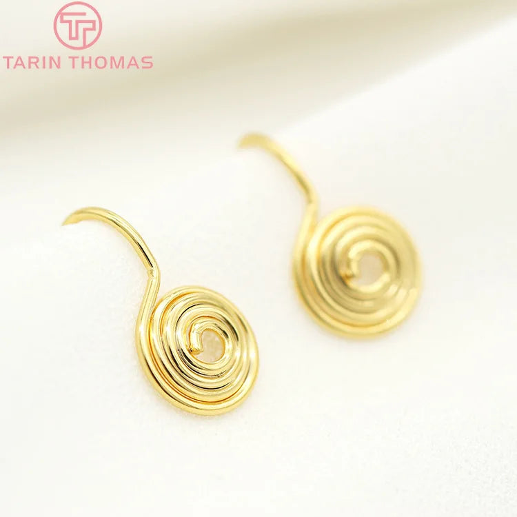 (1941) 20MM 24K Gold Color Plated Carved Earring Hook Jewerly Making Diy Jewelry Findings Accessories