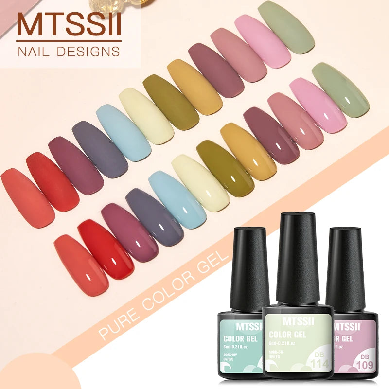 Mtssii 20/40/60Pcs Nail Gel Polish Set Kit Nude Pink Glitter Nail Art UV Gel Manicure Set Vernis Semi Permanent Base Top Coat