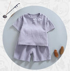 12M-8 Yrs 2 Pcs Boys Girls Clothing Sets 2021 Summer Baby Girls Clothes Cotton And Linen Retro Kids Children Clothes Suits