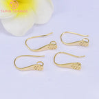(1941) 20MM 24K Gold Color Plated Carved Earring Hook Jewerly Making Diy Jewelry Findings Accessories