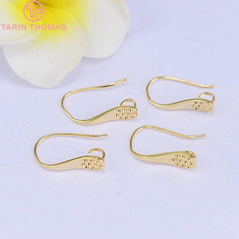 (1941) 20MM 24K Gold Color Plated Carved Earring Hook Jewerly Making Diy Jewelry Findings Accessories