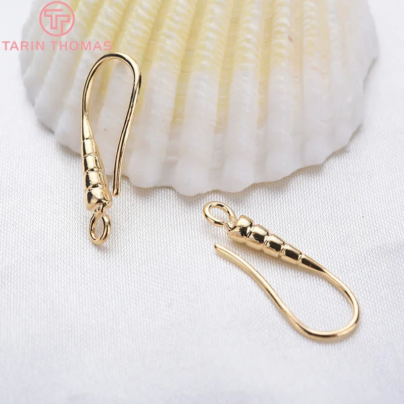 (1941) 20MM 24K Gold Color Plated Carved Earring Hook Jewerly Making Diy Jewelry Findings Accessories