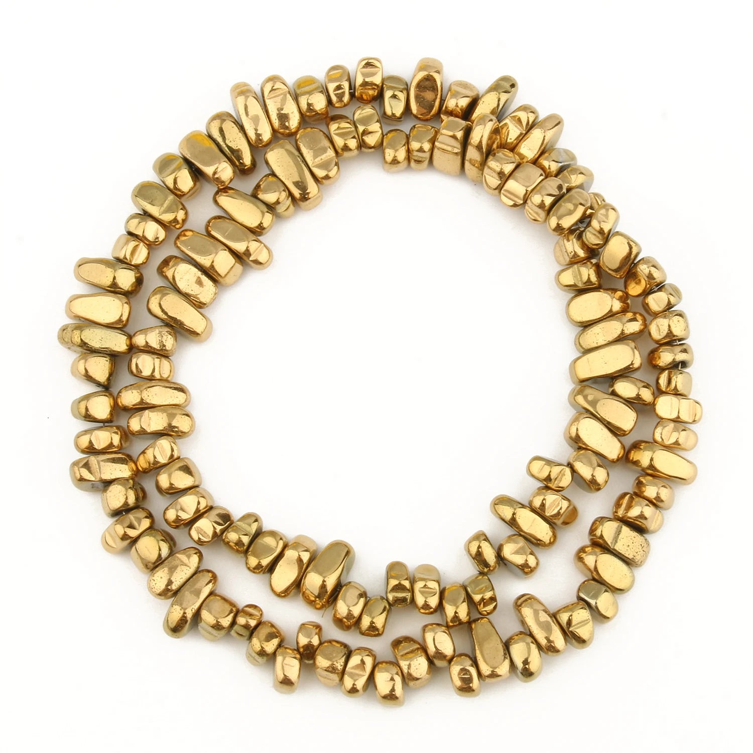 Natural Matte KC Gold Plated Hematite Stone Irregular Gravel Loose Spacer Beads for Jewelry Making DIY Beaded Bracelet 15''