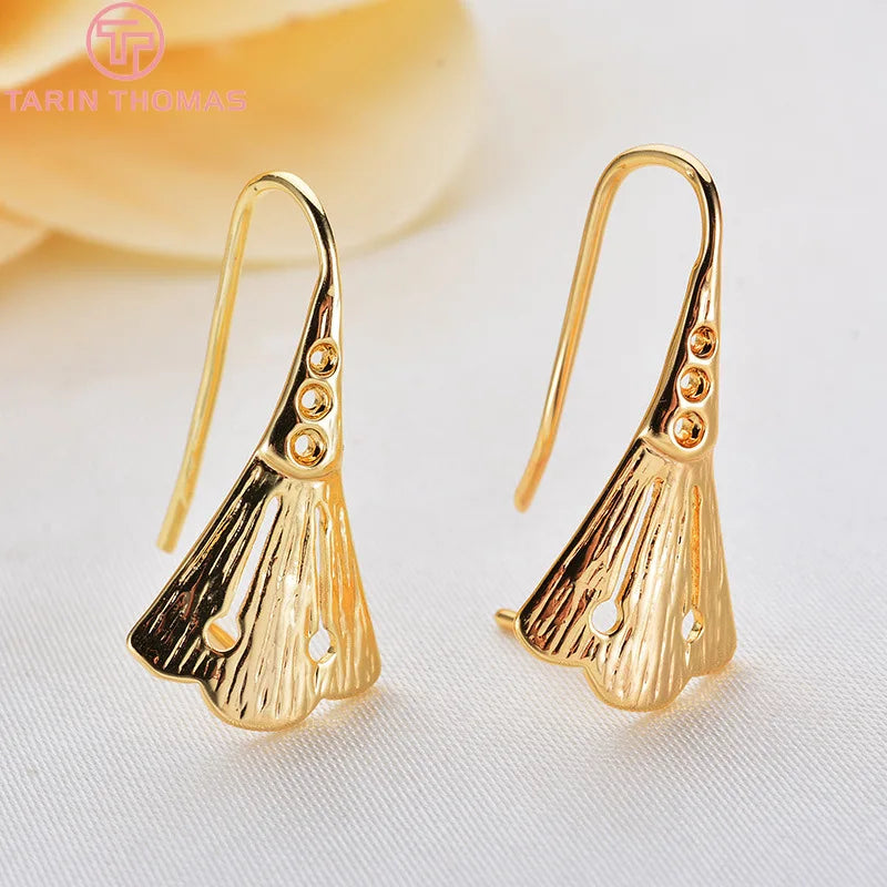 (1941) 20MM 24K Gold Color Plated Carved Earring Hook Jewerly Making Diy Jewelry Findings Accessories