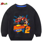 Children Clothes for Boys Sweatshirt Personalized Name Birthday Blaze Shirt Long T Shirt Girl Clothing Kids Toddler Fall Hoodie
