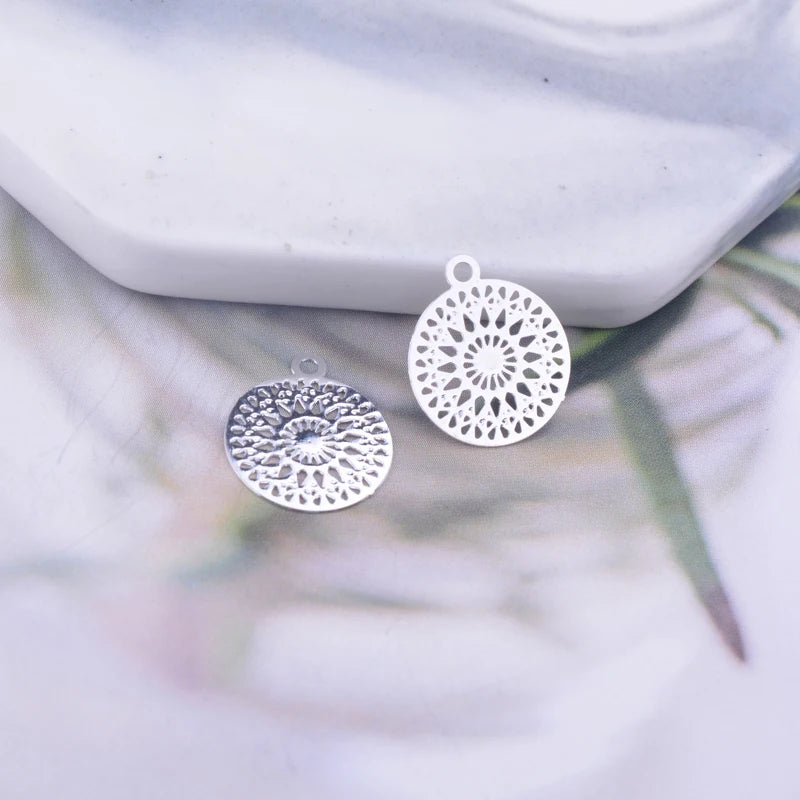 100pcs AC4399 12*14mm Rose Gold Plated Round Thin Charms