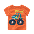 Baby Boys Clothes T-Shirts for 1 2 3 4 5 6 7 8 Years 100% Cotton Short Sleeve Car Bus Fire Truck Cartoon  Kids Summer Clothing