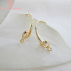(1941) 20MM 24K Gold Color Plated Carved Earring Hook Jewerly Making Diy Jewelry Findings Accessories