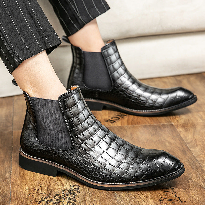 Autumn and winter men's shoes Chelsea boots high-top plus size leather boots knight short boots fashion European and American short tube Chelsea boots