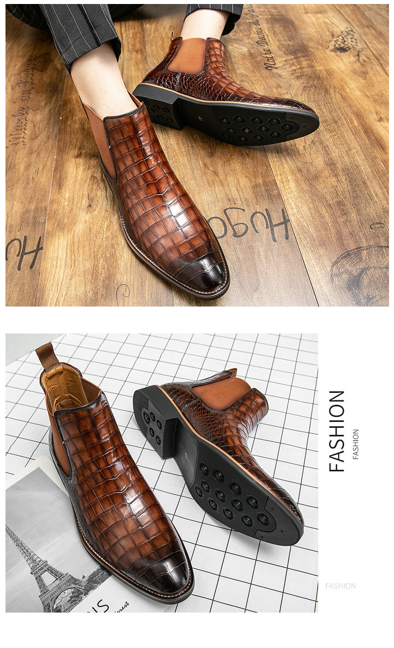 Autumn and winter men's shoes Chelsea boots high-top plus size leather boots knight short boots fashion European and American short tube Chelsea boots
