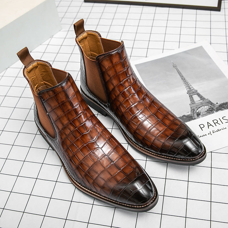 Autumn and winter men's shoes Chelsea boots high-top plus size leather boots knight short boots fashion European and American short tube Chelsea boots