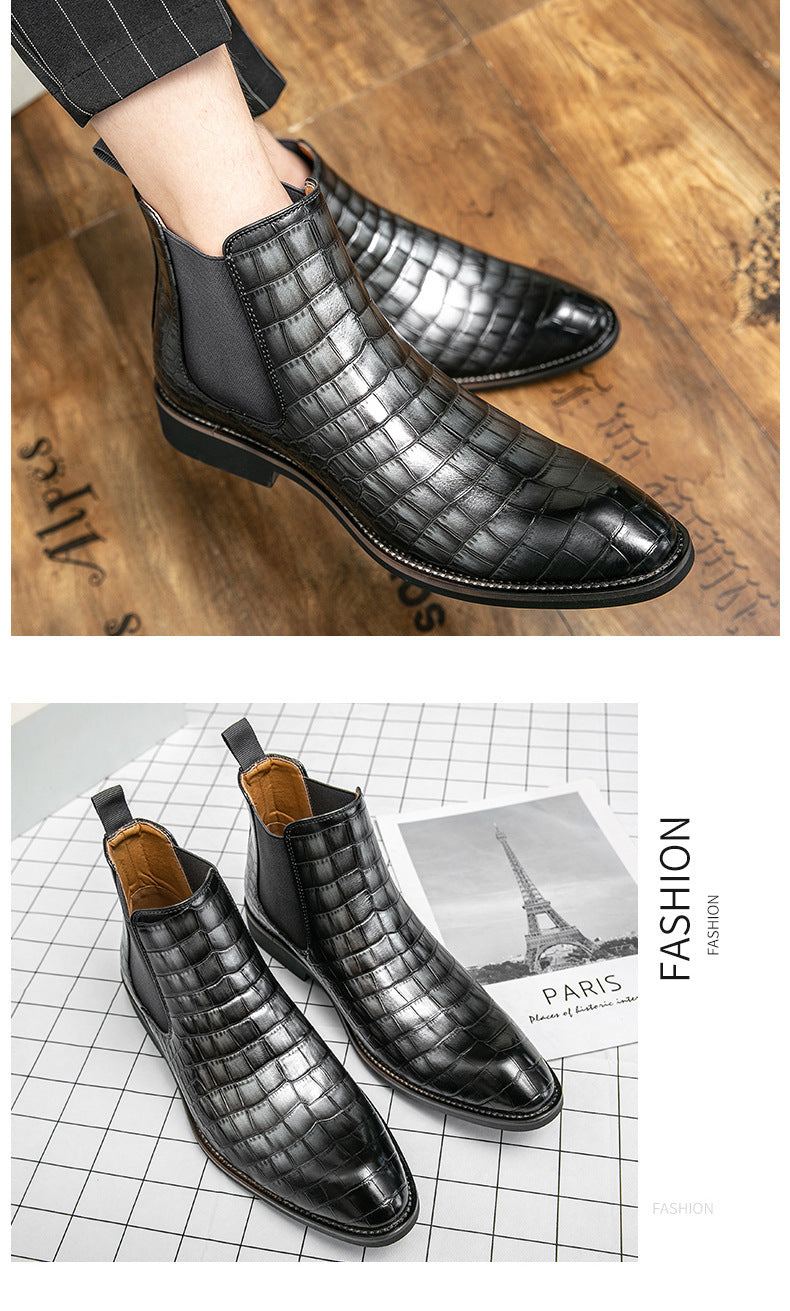 Autumn and winter men's shoes Chelsea boots high-top plus size leather boots knight short boots fashion European and American short tube Chelsea boots