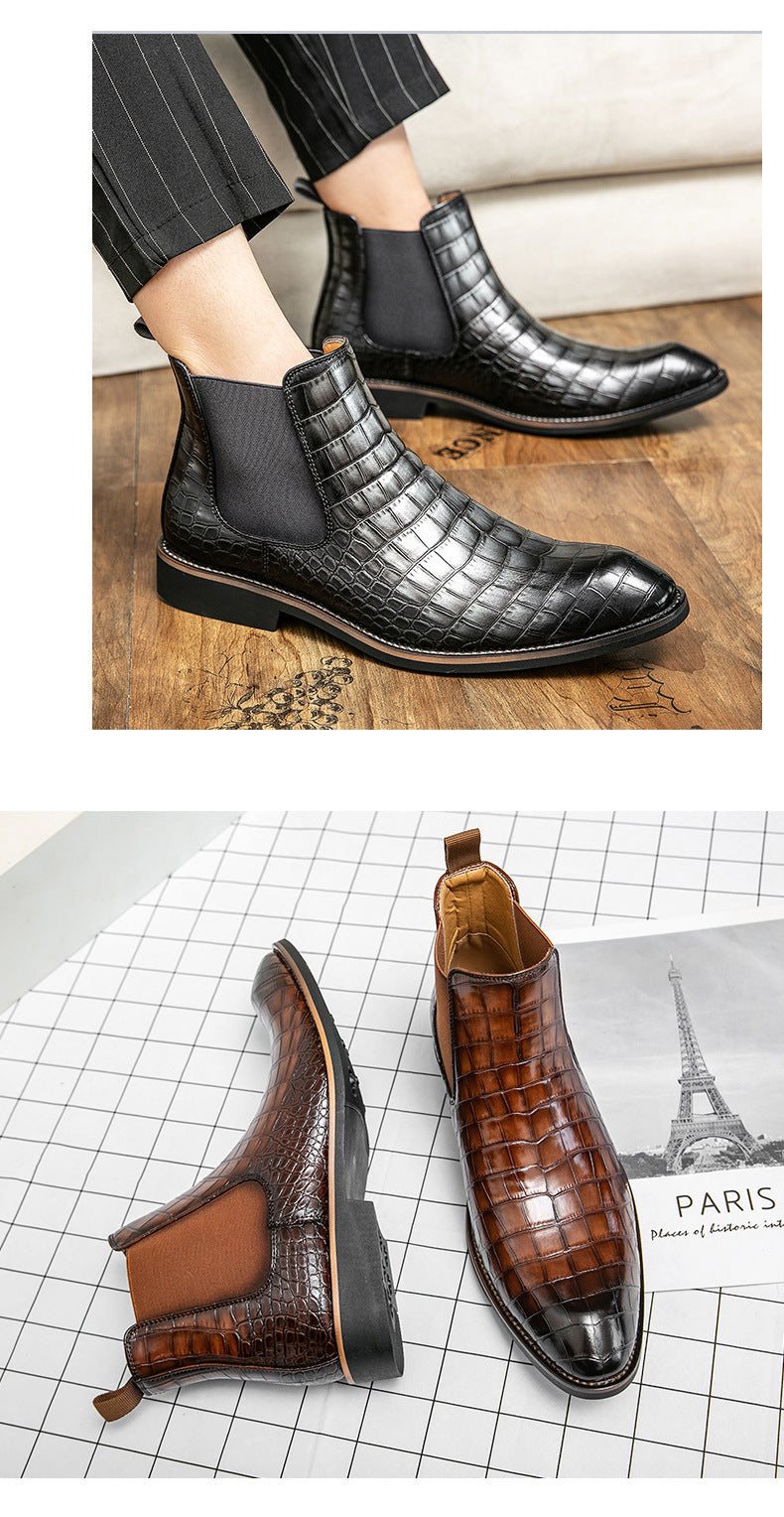 Autumn and winter men's shoes Chelsea boots high-top plus size leather boots knight short boots fashion European and American short tube Chelsea boots