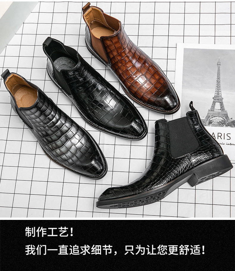 Autumn and winter men's shoes Chelsea boots high-top plus size leather boots knight short boots fashion European and American short tube Chelsea boots