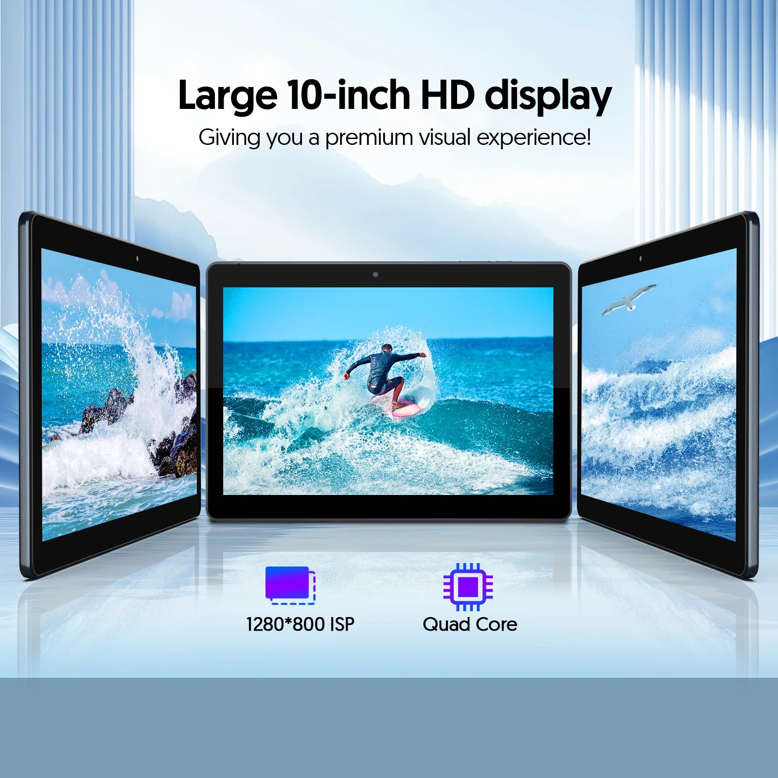 BAKEN 10.1-inch Android13 tablet, 4(2+2)GB+64GB, quad-core processor, dual cameras, wifi, Bluetooth, free accessories