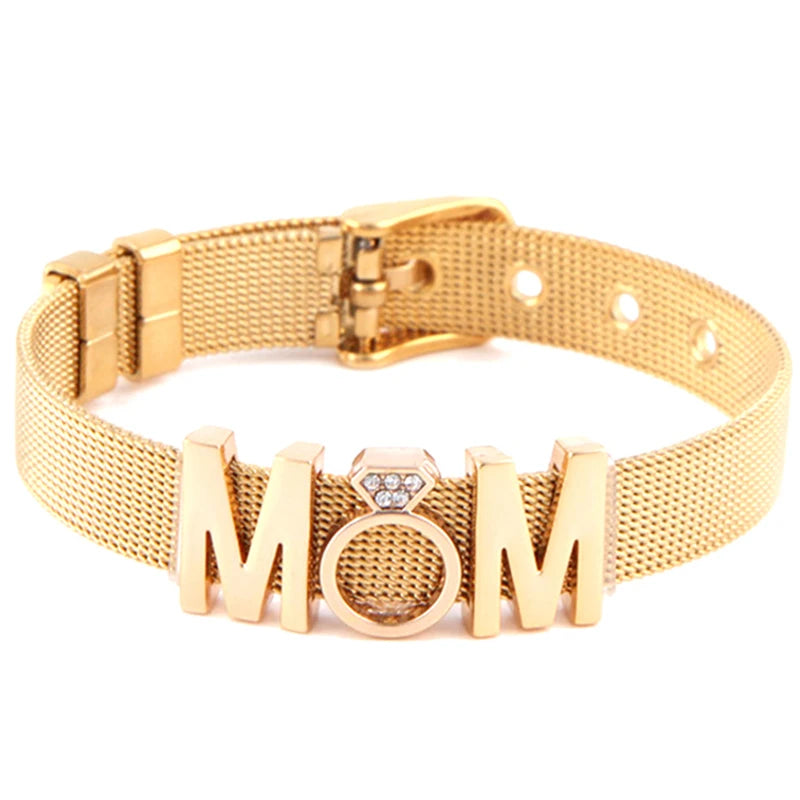 Fashion Stainless Steel For Woman Men Bracelet Mesh Bracelet Set Crystal Heart Anchor Charm Fine Bracelet Bangle Female Lover