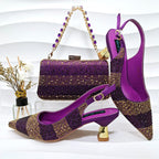 New Italian Design Stylish And Elegant Sky Blue Rhinestone Embellished Satin Pointy Toe Pumps And Clutch Bag