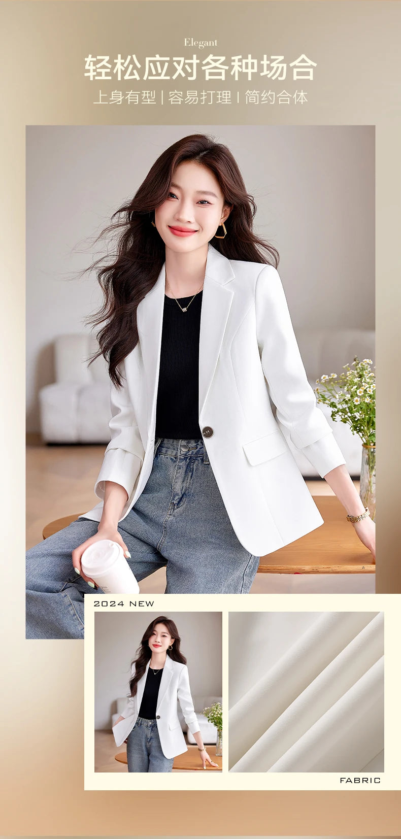 Bright Red Women's Suit Jacket, Stylish Fitted Coat, Black Asian-sized Young Girl Blazers. New 2026