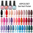 Mtssii 20/40/60Pcs Nail Gel Polish Set Kit Nude Pink Glitter Nail Art UV Gel Manicure Set Vernis Semi Permanent Base Top Coat