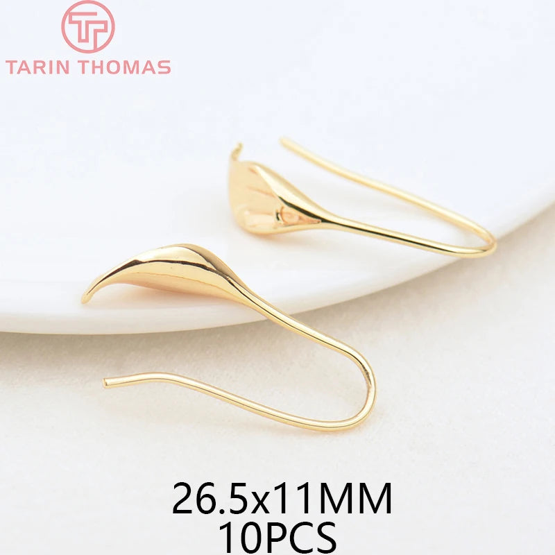 (1941) 20MM 24K Gold Color Plated Carved Earring Hook Jewerly Making Diy Jewelry Findings Accessories