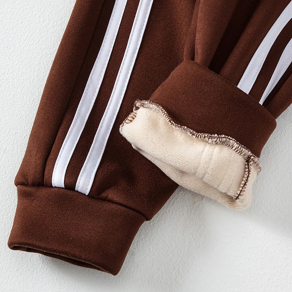 1/3 Piece Set Autumn And Winter Children's Mmulti-color Sports Thick Sweatpants For Boys And Girls With Plush Warm Casual Pants