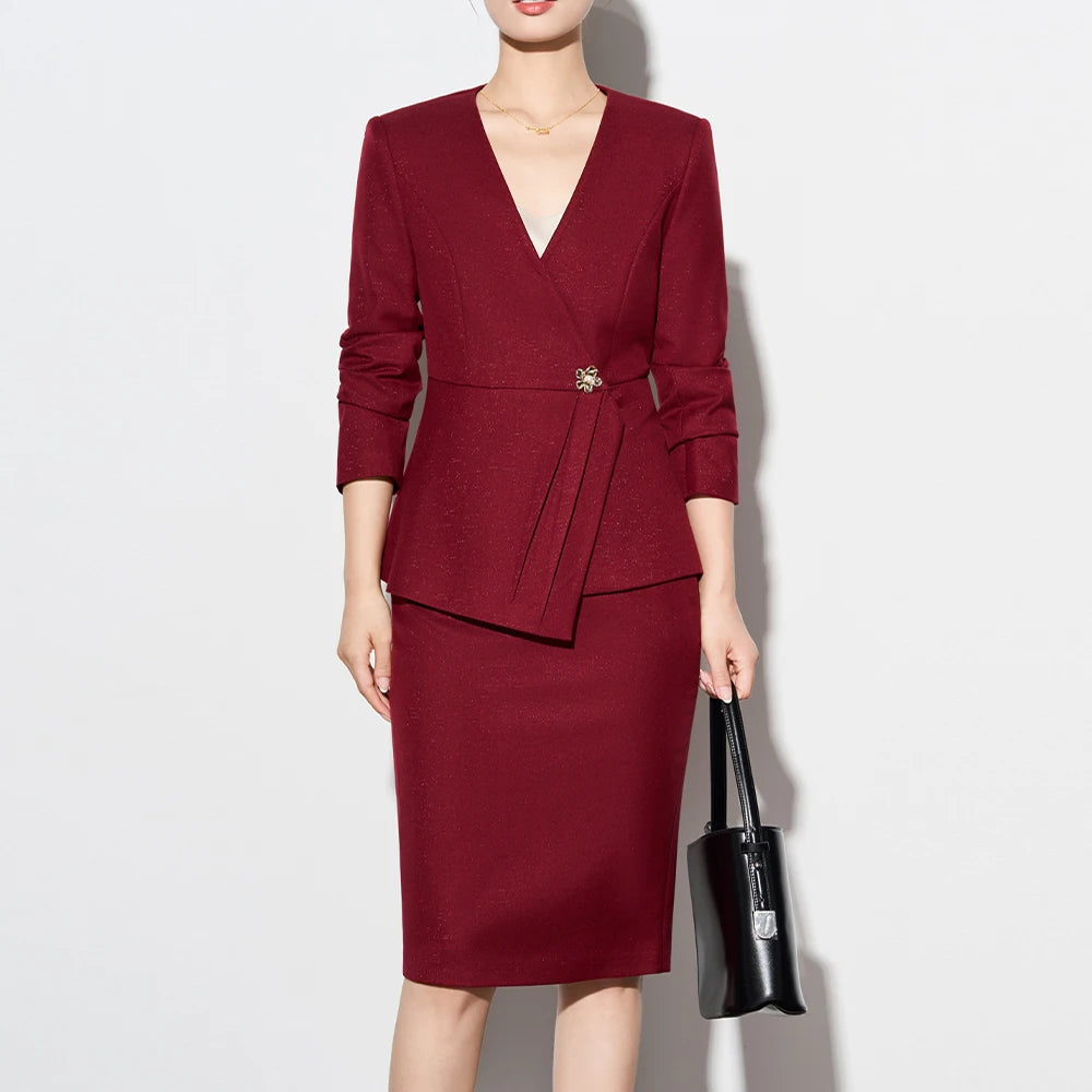 ZJYT Autumn 2025 Women Blazer Skirt Suit 2 Pieces Matching Sets Korean Fashion Office Lady Outfit Business Commuter Work Wear