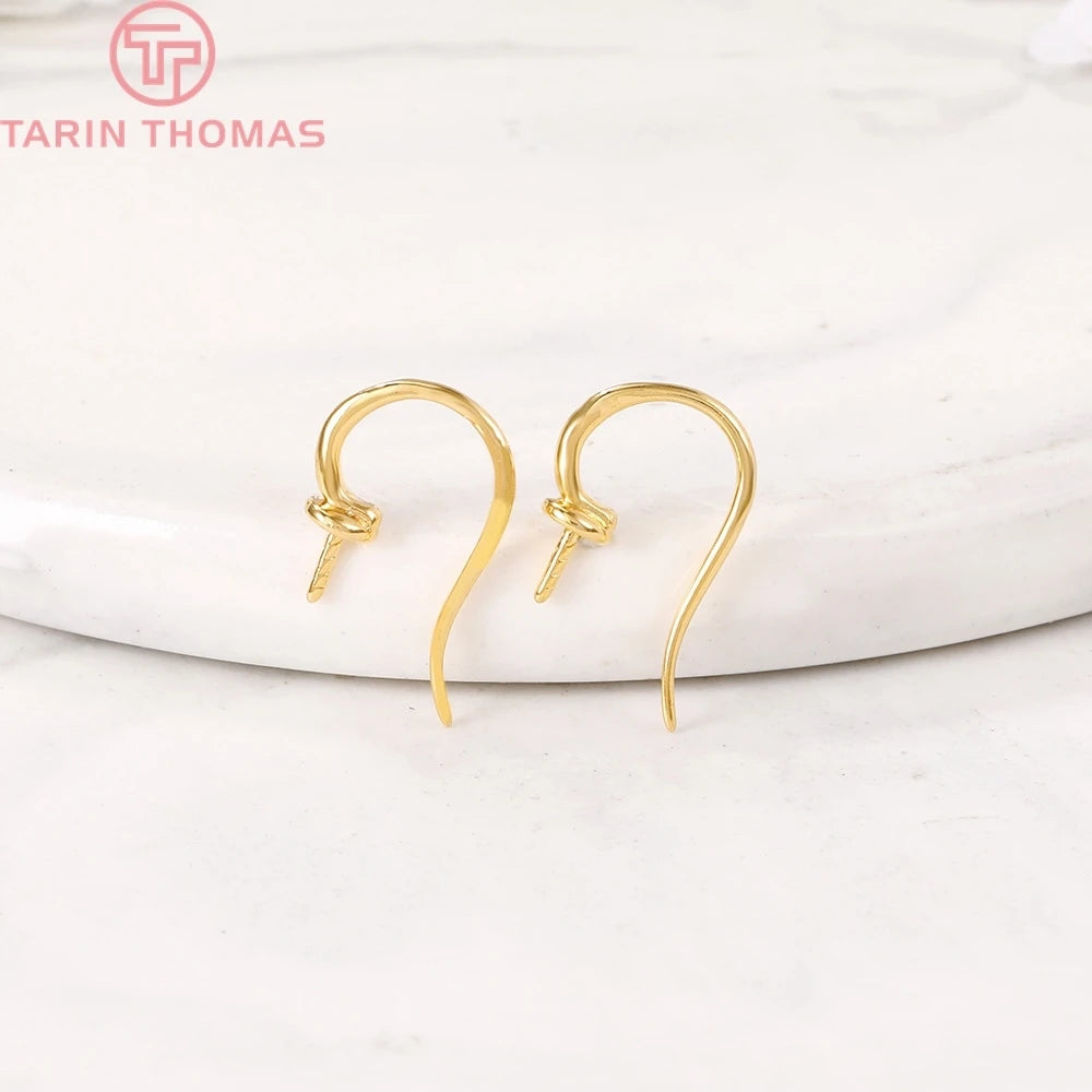 (1941) 20MM 24K Gold Color Plated Carved Earring Hook Jewerly Making Diy Jewelry Findings Accessories