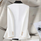XFPV Office Lady Women Long Sleeves Blazer 2025 Autumn New Contrast Color Double Breasted Notched Loose Blazers Coat Autumn New