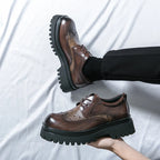 Fashion Patent Leather Men's Formal Shoes Comfortable Platform Luxury Genuine Leather New Elegant Man Wedding Social Derby Shoes
