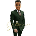 Boys Suit Fashion Wedding Tuxedos 2-piece Set Pointed Collar Jacket Double Breasted Blazer Pants for Party