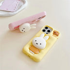 Miffy phone case suitable for iPhone 13-16promax soft silicone shock-absorbing three-dimensional cartoon protective case